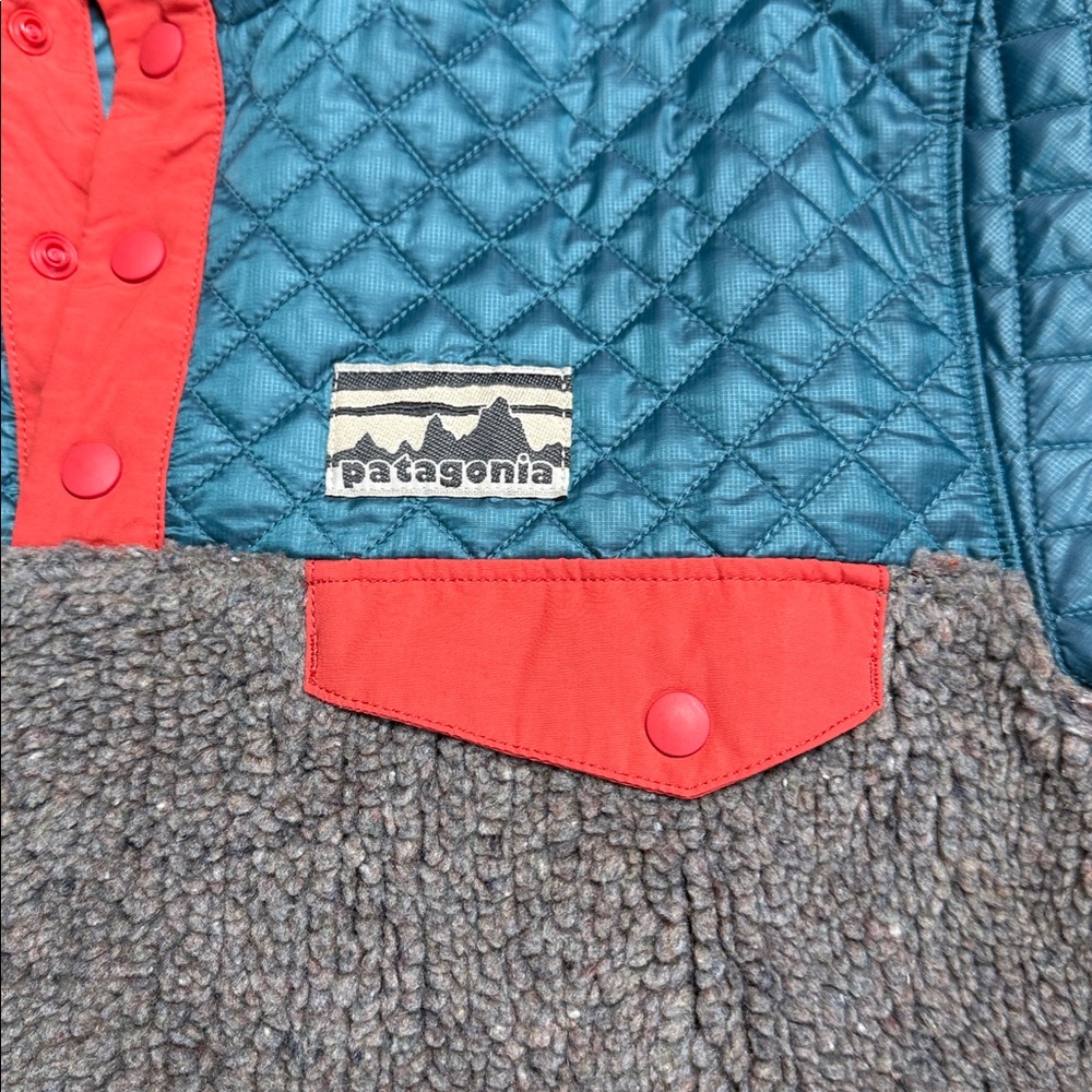 Patagonia Mixed Snap T Pullover Sweater Jacket Teal Grey Orange Quilted Small - Picture 4 of 12